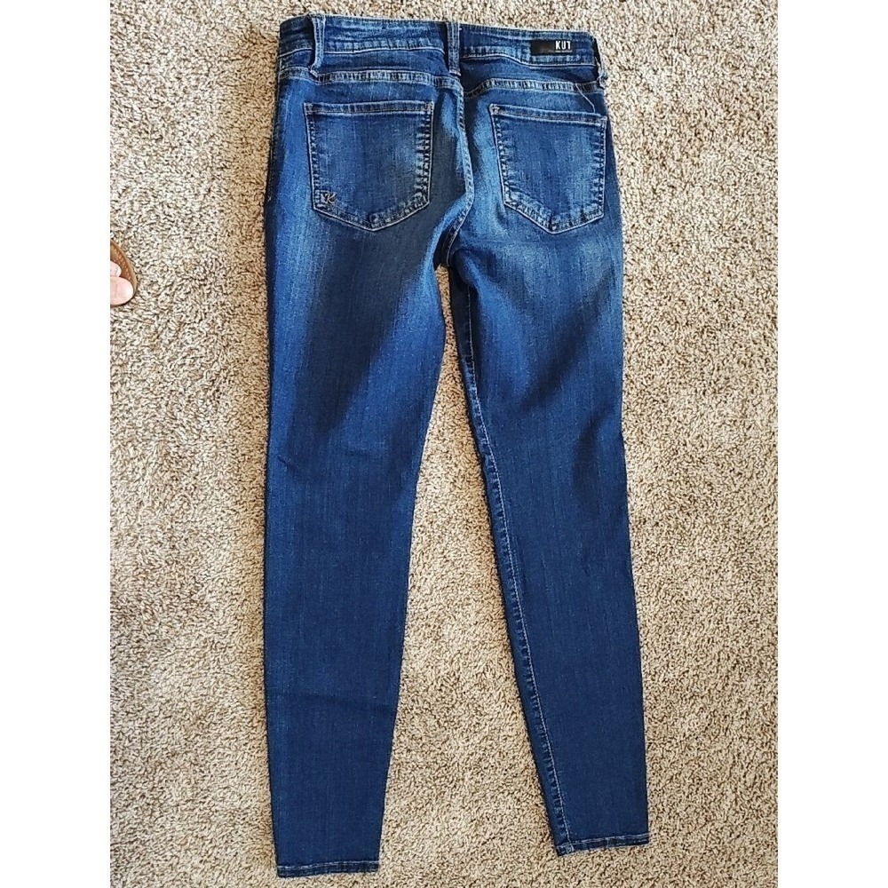 KUT from the Kloth Womens Size 4 Dark Wash Skinny Jeans Whiskered Stretch Denim - Picture 2 of 12